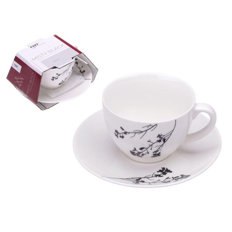 Filiżanka i spodek MISTY BLACK 240 ml RAVI
